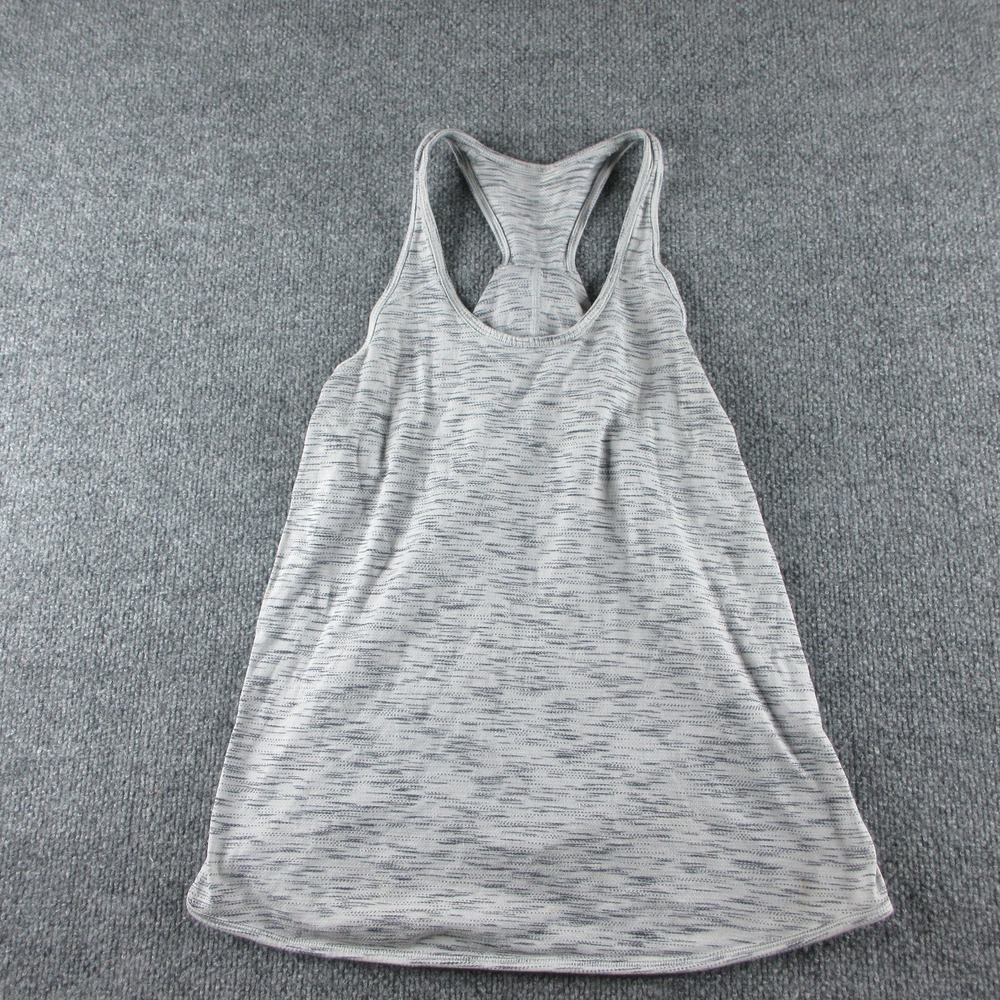 Lululemon Tank Top Womens 6 Gray Striped Racerback Lightweight Yoga Gym Athletic